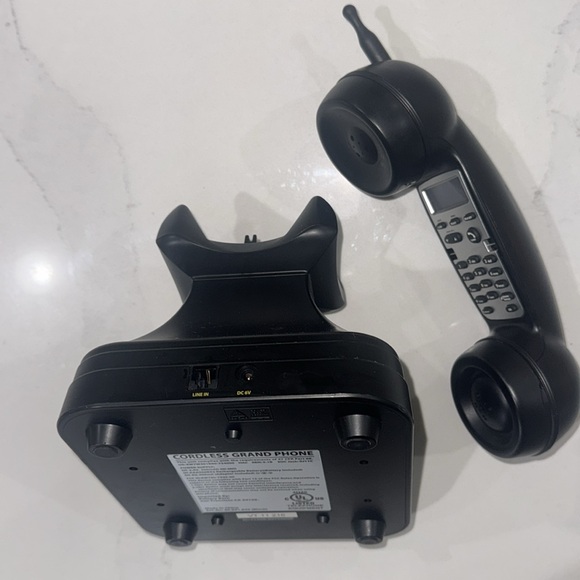 Grand Pottery Barn Cordless Black Phone and Handset Retro Wireless Untested - Picture 3 of 5